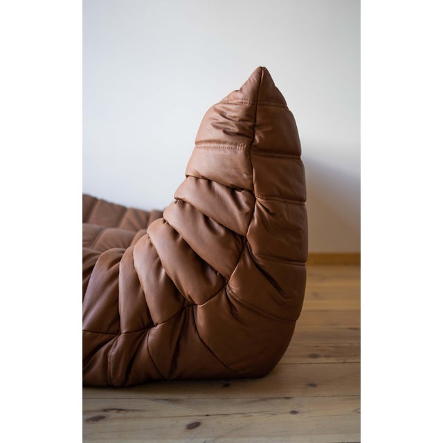 Brown Leather Togo Living Room Set by Michel Ducaroy for Ligne Roset, Set of 5 For Sale - Image 3 of 18