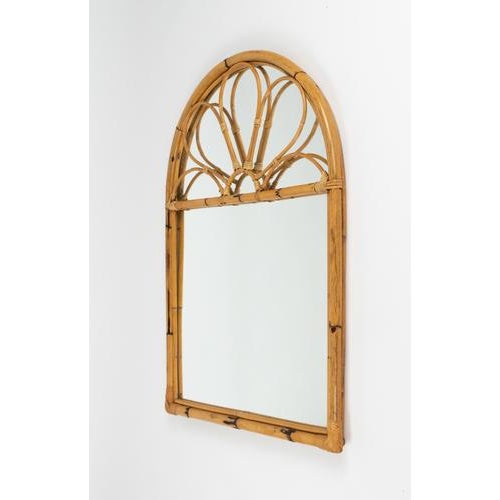 Mid-Century Modern Arch Wall Mirror in Bamboo and Rattan, 1970s For Sale - Image 6 of 9