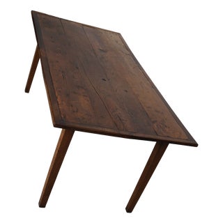 20th Century French Rustic Elm Farmhouse Dining Table, 1920s For Sale