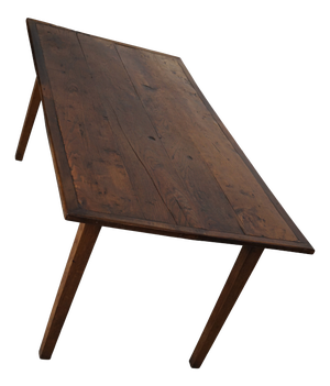 20th Century French Rustic Elm Farmhouse Dining Table, 1920s