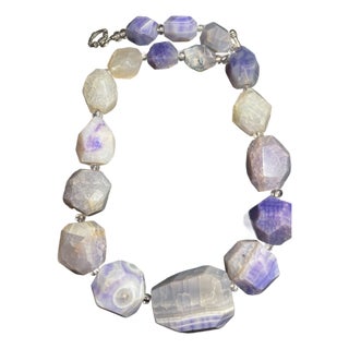 Gemstone Necklace, Massive Purple Passion Agate From Mexico, 267 Gram, in 925 Sterling Silver For Sale