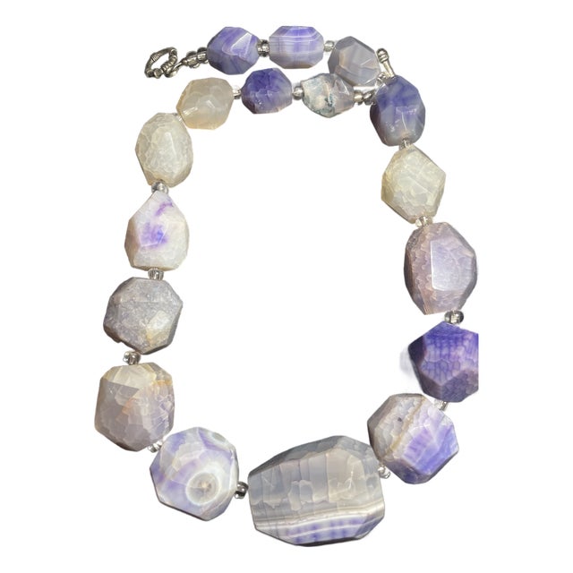 Gemstone Necklace, Massive Purple Passion Agate From Mexico, 267 Gram, in 925 Sterling Silver For Sale