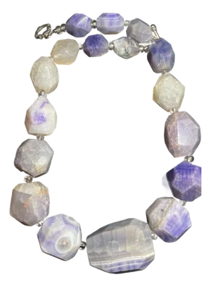 Gemstone Necklace, Massive Purple Passion Agate From Mexico, 267 Gram, in 925 Sterling Silver