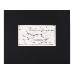 Grand Canyon Plateau - Line Drawing Landscape in Ink on Paper by Laurence Sisson