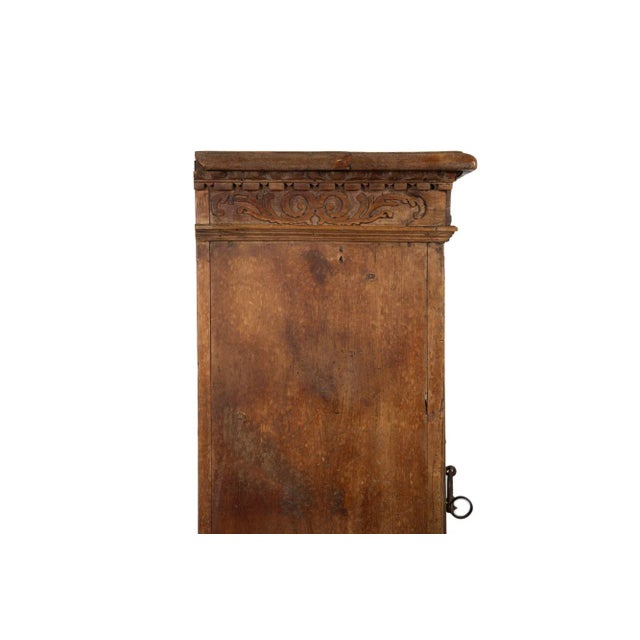Continental Heavily Worn Carved One-Door Cupboard Cabinet of Small Size For Sale - Image 11 of 12