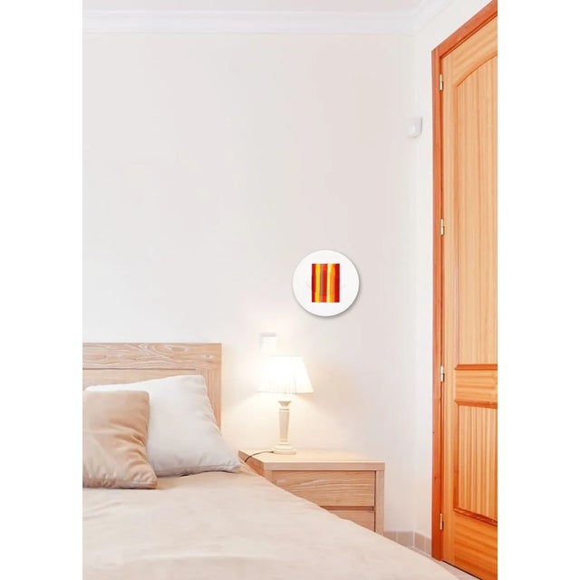 Orange Some Lightning Converts Into Chariots - Round Vibrant Abstract Original Artwork by Raul De La Torre For Sale - Image 8 of 9