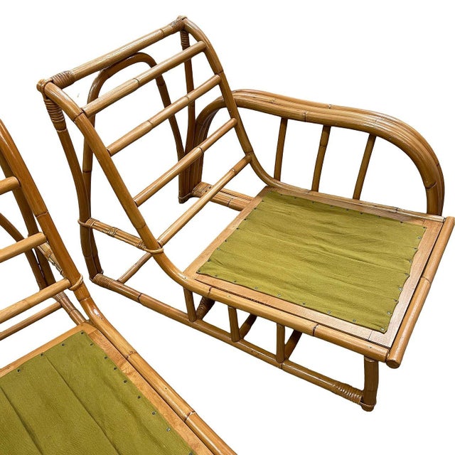 Restored 3-Strand 3 Seat Rattan Sectional Sofa by Paul Laszlo for Ficks Reed For Sale - Image 11 of 15