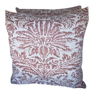 Pink & White Glicine Fortuny Patterned Textile Pillow For Sale