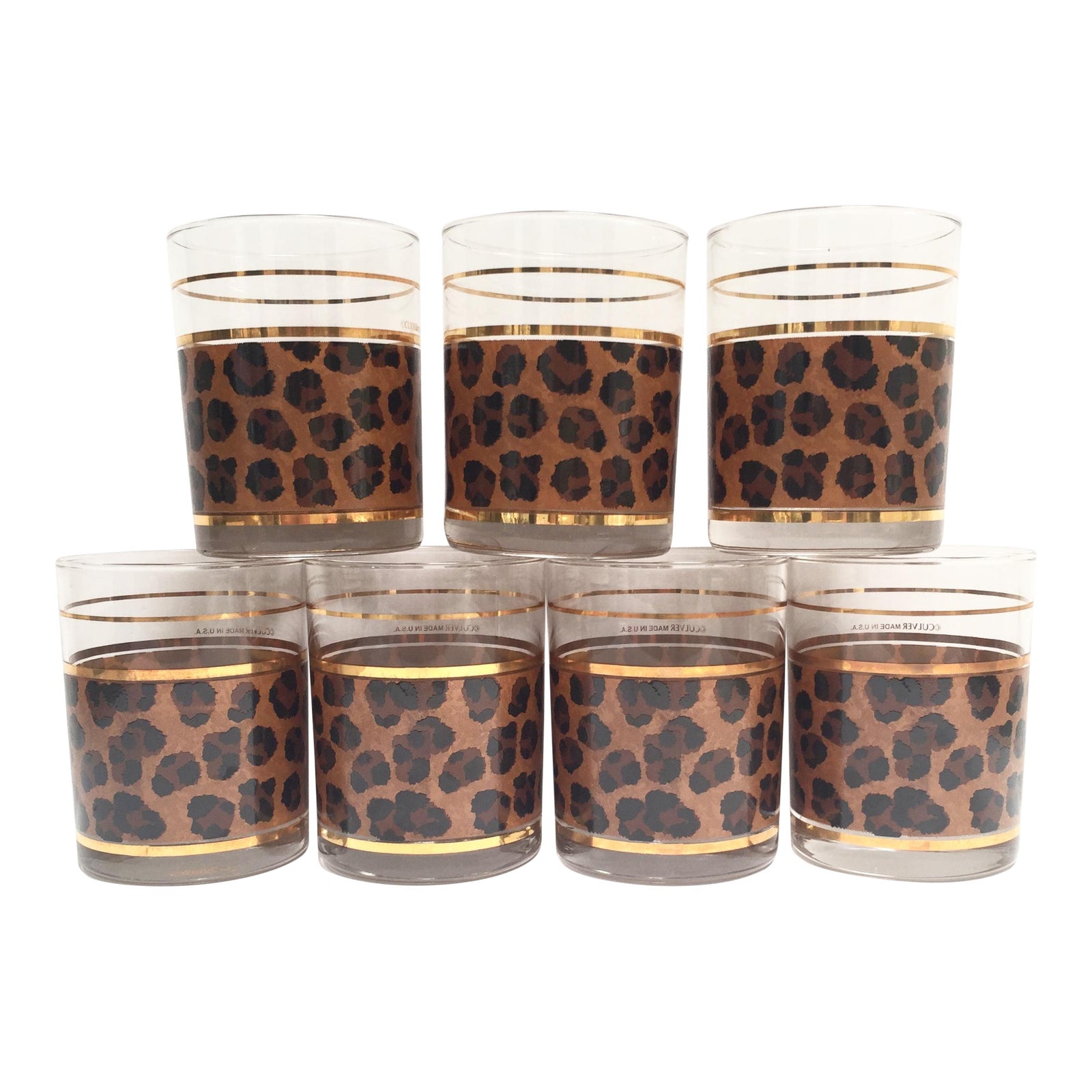 Vintage Culver Leopard Glasses Set of 7 Chairish