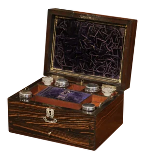 19th Century French Rosewood and Mother of Pearl Travel Vanity Trinket Case