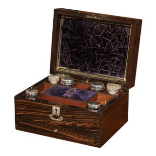 19th Century French Rosewood Travel Vanity Box With Secret Drawer For Sale