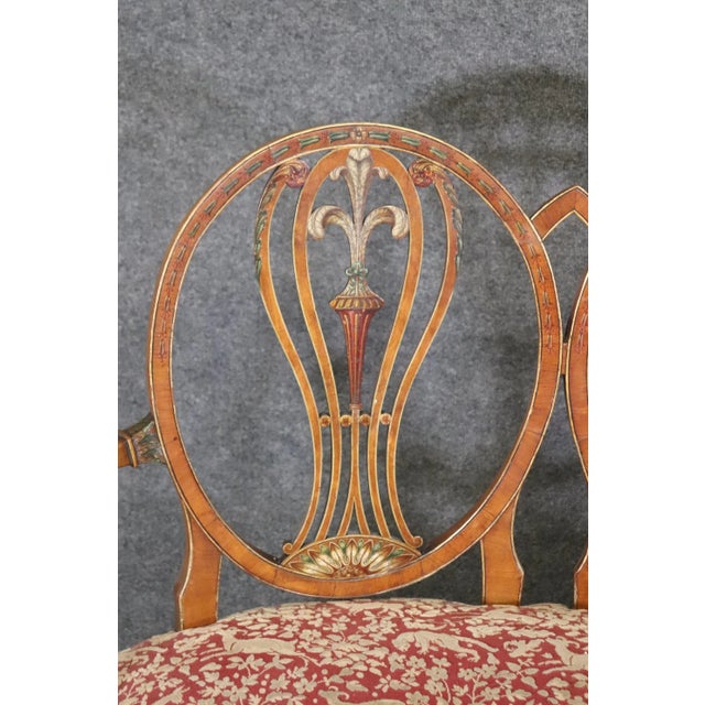 Adams Painted Decorated Triple Oval Back Settee Circa 1910 For Sale - Image 11 of 12
