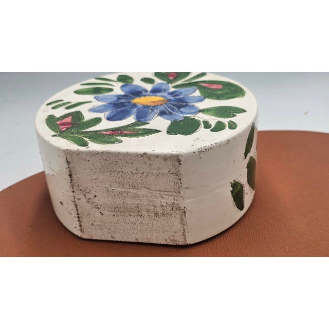 1950s Vase with Painted Flowers in Majolica, 1950s For Sale - Image 5 of 7