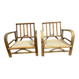 Mid Century Rattan Arm Chair Frames - a Pair For Sale