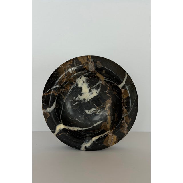 Stone 1970s Italian Angelo Mangiarotti Style Sculptural Round Black Marble Ashtray For Sale - Image 7 of 8