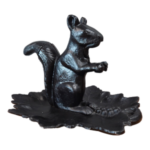 Vintage Cast Aluminum Squirrel Nutcracker With Leaf Tray | Rustic Woodland Serving Piece