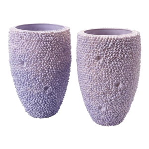 Pair of Lavender Textured Coral-Style Vases