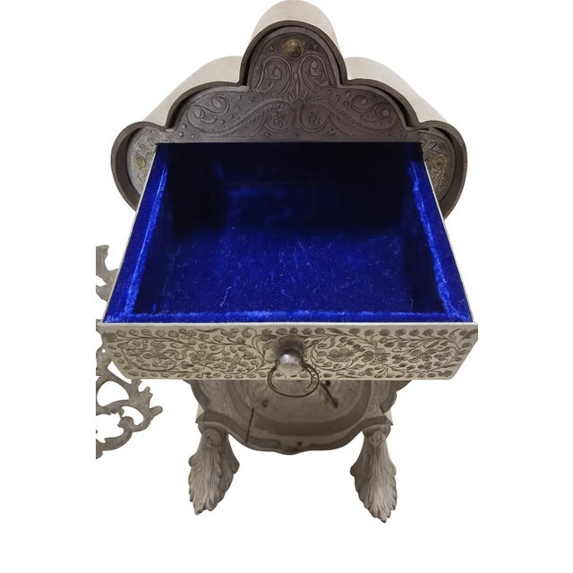 1960s Fred Zimbalist Musical Jewelry Cabinet — Hand-Engraved Nickel Silver, Plays Beautifully For Sale - Image 10 of 12