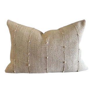 Custom Hand Made Wool Pillow With Stripes Includes Down Feather Insert For Sale