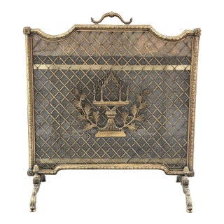 Late 20th Century Super Heavy French Louis XV Style Brass Fireplace Screen Fire Screen 30"h X 27"w X 13"d For Sale