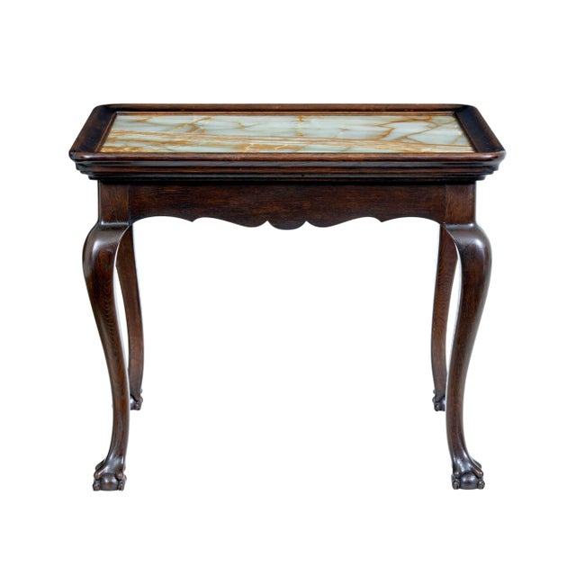 19th Century Oak Chippendale Onyx Top Table For Sale - Image 4 of 7