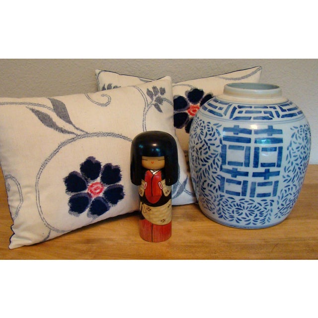 Blue and White Floral Ikat Lumbar Pillow Cover Chairish