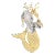 Mid 20th Century Rock Crystal 18k Yellow Gold Diamond Mermaid Pendant Brooch For Sale