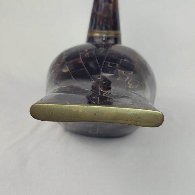 Metal Maitland Smith Tessellated Faux Tortoise Shell Mother of Pearl Duck Brass For Sale - Image 7 of 15