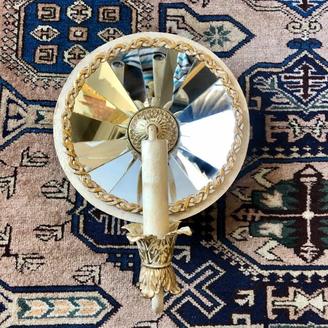 Metal Mid 20th Century Faceted Mirror Sconce For Sale - Image 7 of 7