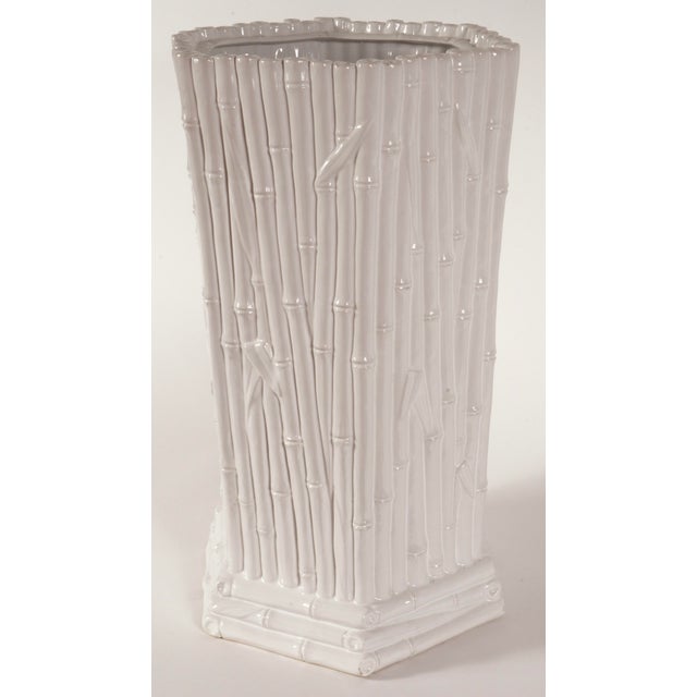 Mid 20th Century Vintage Italian Chinoiserie Faux Bamboo Ceramic Umbrella Stand For Sale - Image 12 of 12