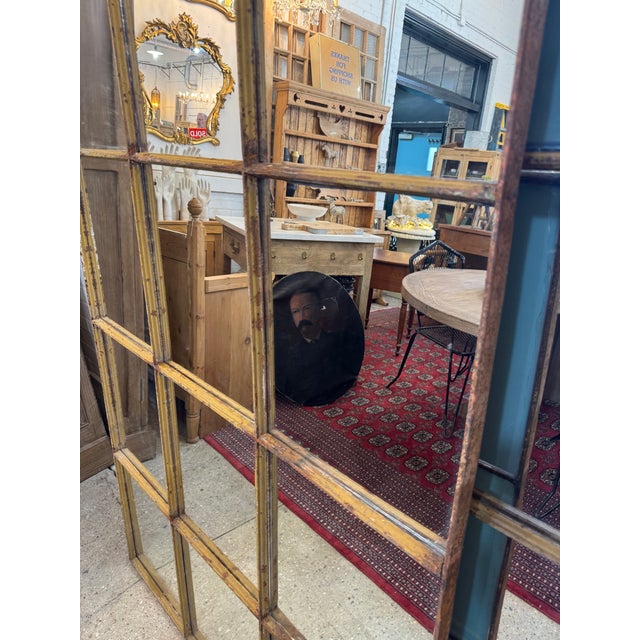 French Architectural Salvage Iron Window Frame Mirror, Circa 1890 For Sale - Image 4 of 5