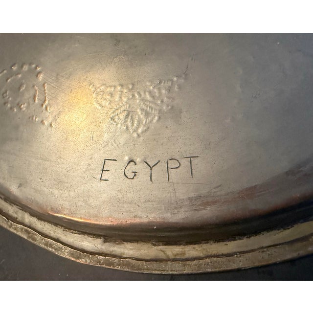 Mid 20th Century Mid-Century Modern Egyptian Copper Charger Plate With Engraved Gazelle Motif – Signed For Sale - Image 10 of 12