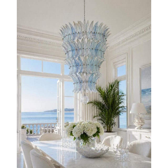 Italian Murano Glass Palmette Leaves Chandelier, 1980s For Sale - Image 6 of 18