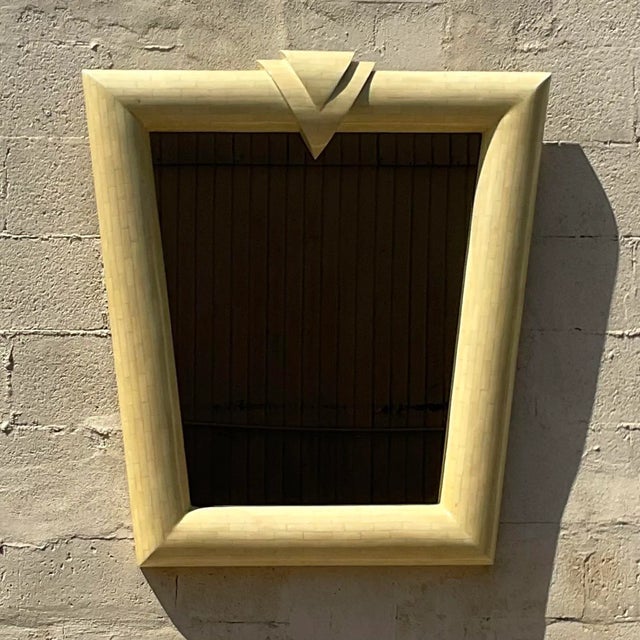 Late 20th Century Vintage Contemporary Tessellated Bone Mirror For Sale - Image 5 of 11