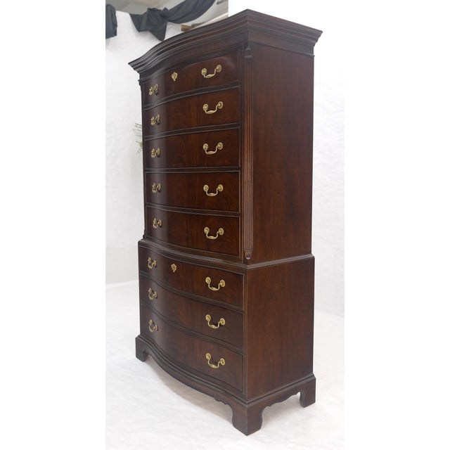 Drexel Mahogany 8 Drawers 6' Tall Brass Pull High Boy Chest Dresser MINT For Sale - Image 13 of 14