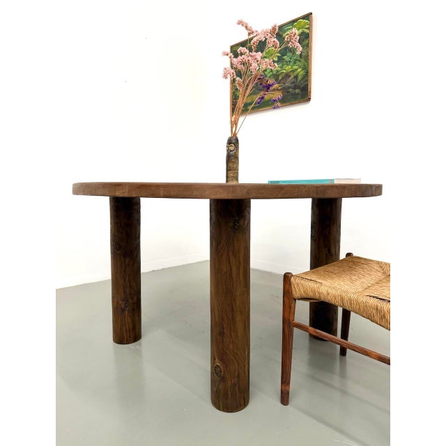 Constructivist Round Table in Walnut, 1950s For Sale - Image 12 of 18