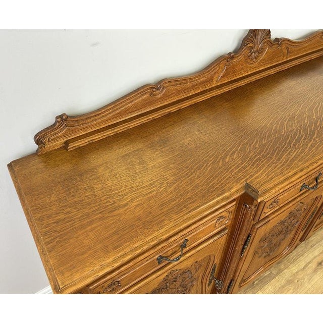 Vintage French Louis Style Oak 4-Door Sideboard For Sale - Image 13 of 18