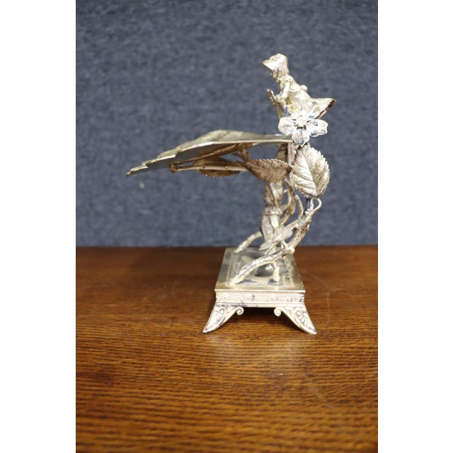 Victorian Figural Silver-Plate Tazza With Engraved Floral Tray For Sale - Image 11 of 18