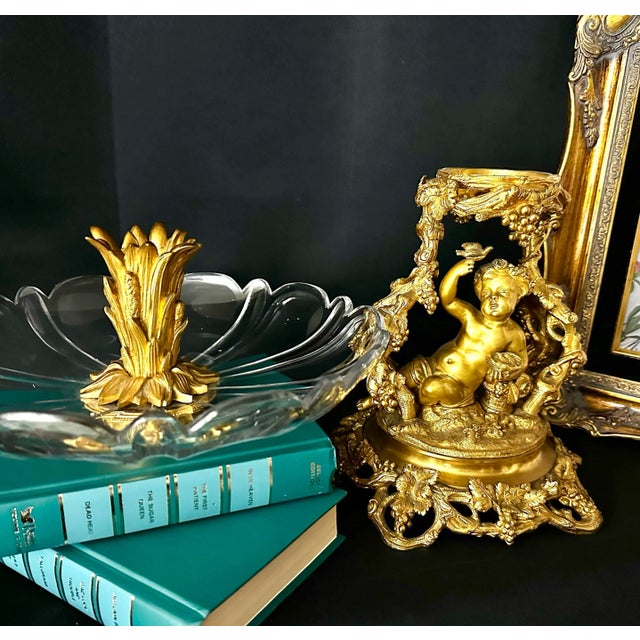 Antique Baroque Brass Putti Cherub Bowl Flower Candle Holder Vase Rocco Italian For Sale In Phoenix - Image 6 of 13