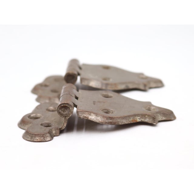 Traditional Pair of Vintage Nickeled Brass Ice Box Hinges For Sale - Image 3 of 4