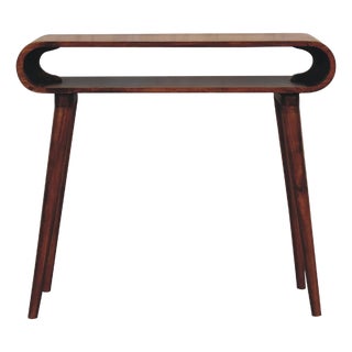 Chestnut-Finish Mango Wood Scandinavian Console Table For Sale