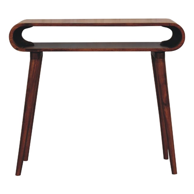 Chestnut-Finish Mango Wood Scandinavian Console Table For Sale