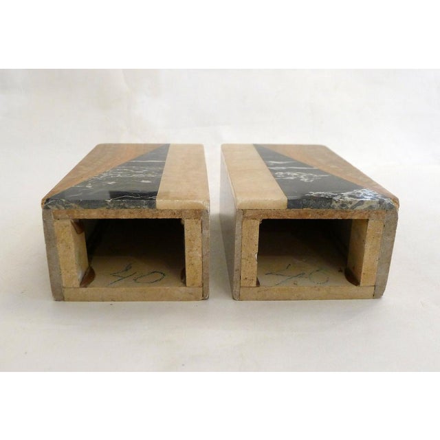 Gemstone Art Deco Bookends in Marble and Onyx Block, 1930s, Set of 2 For Sale - Image 7 of 13