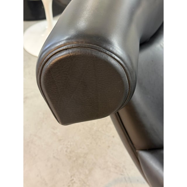 Hans Wegner Ox Chair Ottoman in Black Leather by Erik Jorgensen ex Will Ferrell For Sale - Image 15 of 18