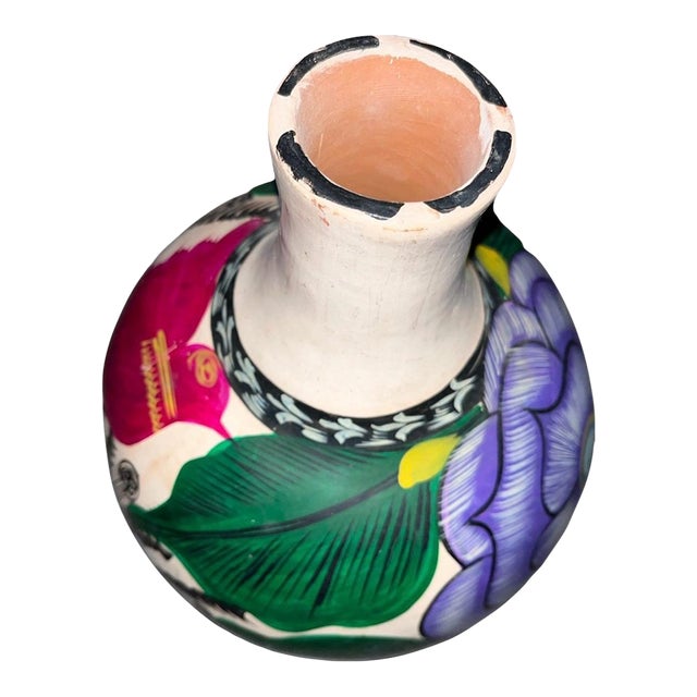 Handpainted Mexican Style Decorative Vase For Sale