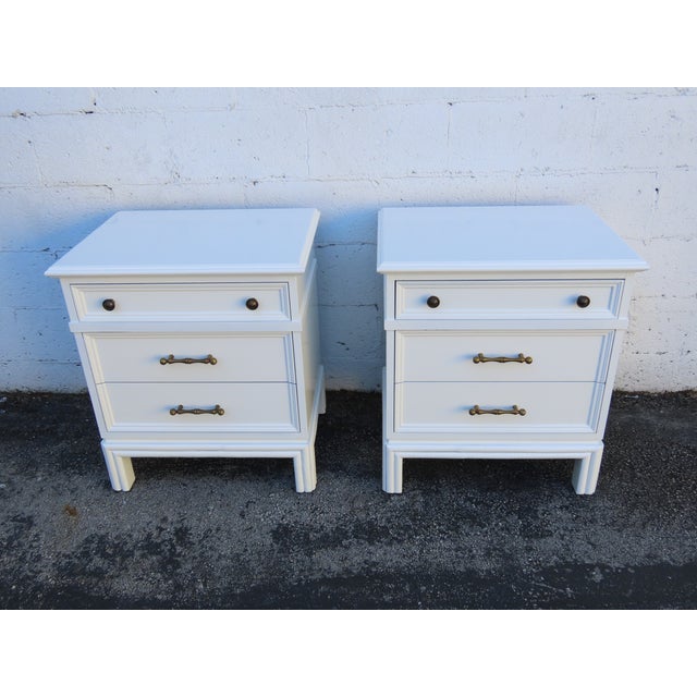 Hollywood Regency Brass Bamboo Handles Tall Nightstands End Tables a Pair 6352 For Sale - Image 13 of 18