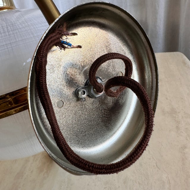 Mid-Century Italian Milk Glass and Brass Wall Lamp, 1970s For Sale - Image 9 of 12