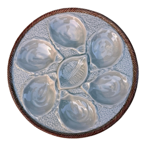 Mid-Century French Majolica Oyster Plate by Saint Clément
