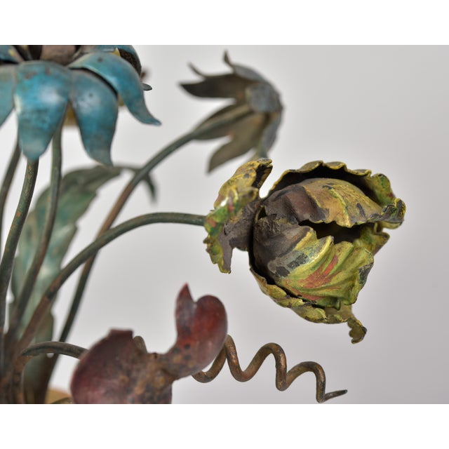 Pair Early 20th C French Metal Tole Flowers in Terracotta Pots For Sale - Image 10 of 12