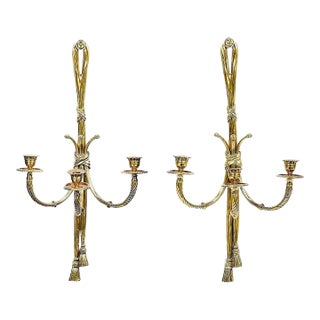 Late 20th Century Large Pair of Louis XVI Style Sconces For Sale